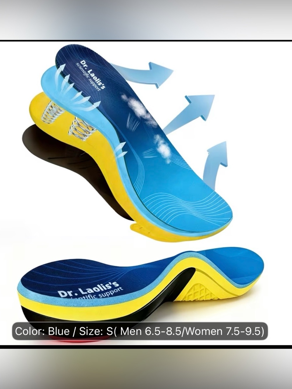 Dr. Laolis Scientific Support Men's Blue Orthotic Insoles